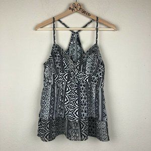 AMERICAN EAGLE AE Black White Geometric Sleeveless Tank XS Strappy Cami Top Z1